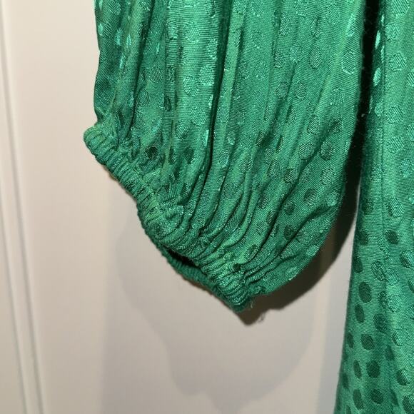 BCBGMAXAZRIA Eve Balloon Sleeve Ruffled Dress Sapphire Green 2 - Picture 12 of 13